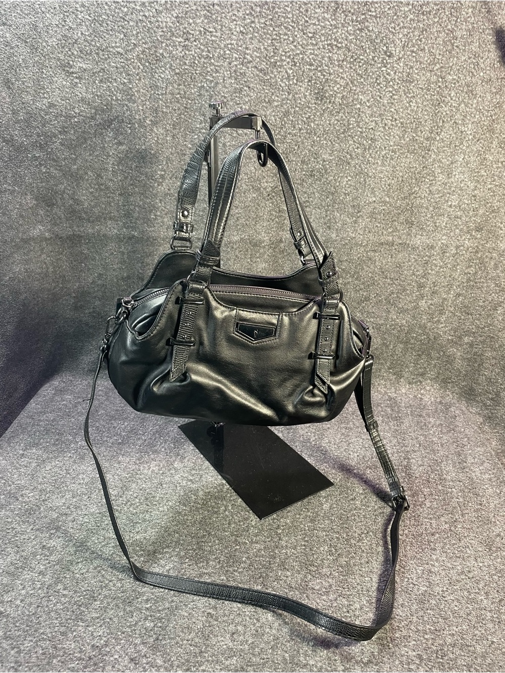 Simply Vera by Vera Wang Black Satchel Hobo Crossbody Handbag